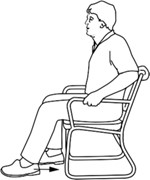 Sitting in a chair, feet flat on the floor, slide foot backwards as far as you can.