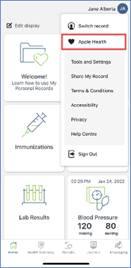 Apple Health profile