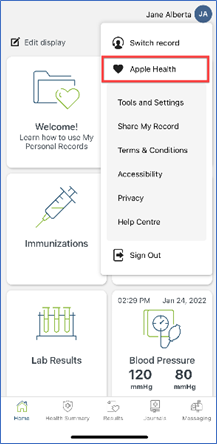 Apple Health profile